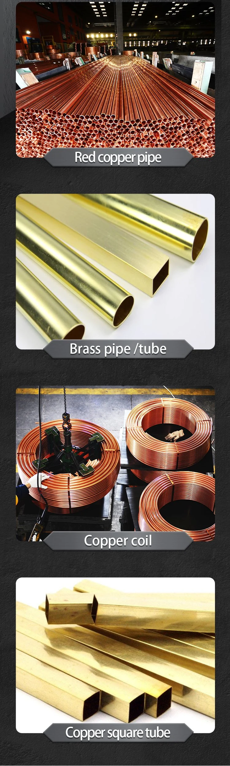 Les ventes directes d'usine chinoise de T3 T4 et d'autres tubes en laiton de T2 de T1 de C10100 C10200 C11000 lovent des tubes les tubes de cuivre que rouges cuivrent les tubes carrés etc. avec des tailles complètes